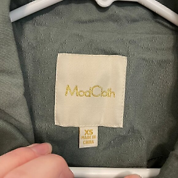MODCLOTH Keep a Woven Mind Jacket Olive Army Green Multi Aztec Boho Embroidered - Picture 4 of 15